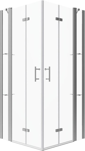 Aquabatos Duschkabine mit Falttür und Festteilen, Duschabtrennung aus ESG-Glas mit Nano-Beschichtung, Farbe: Transparent, B/T/H: 110 x 110 x 197 cm - Bild 1