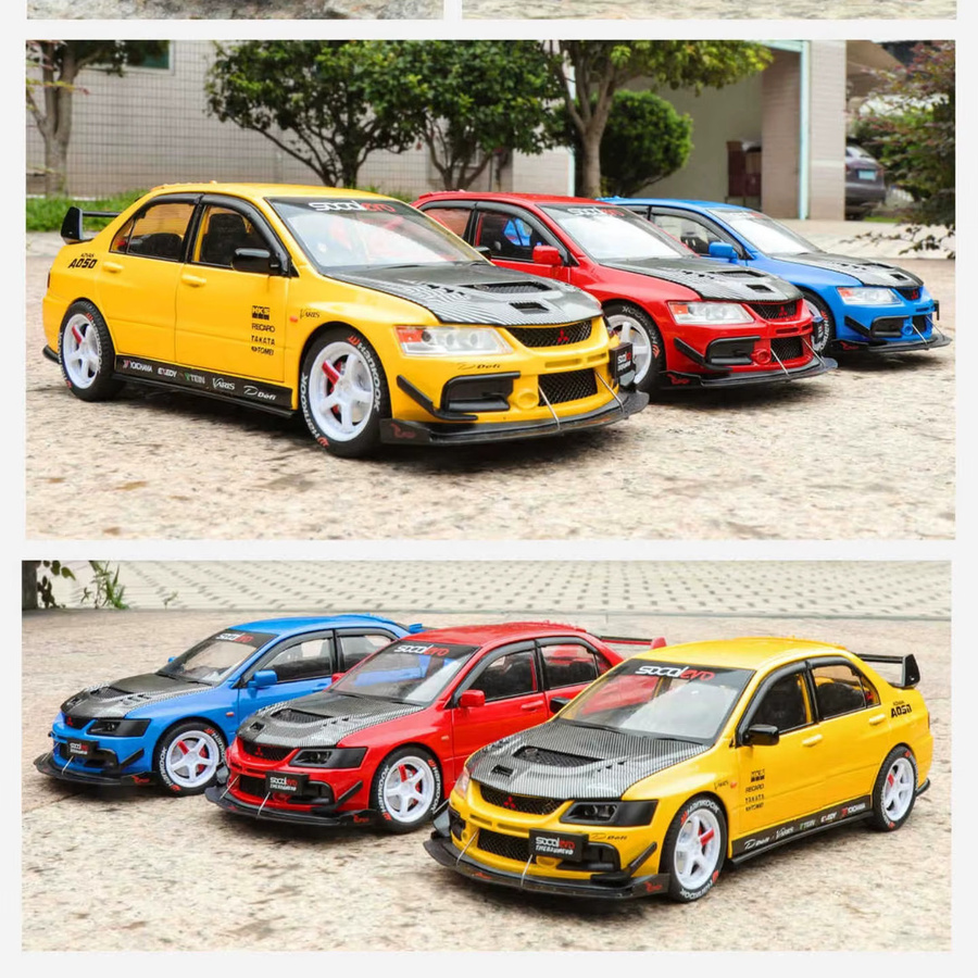 MAKEDA Mitsubishi Lancer Evolution IX EVO9, Rennwagen, 1:24, Gelb, Metall - Bild 4