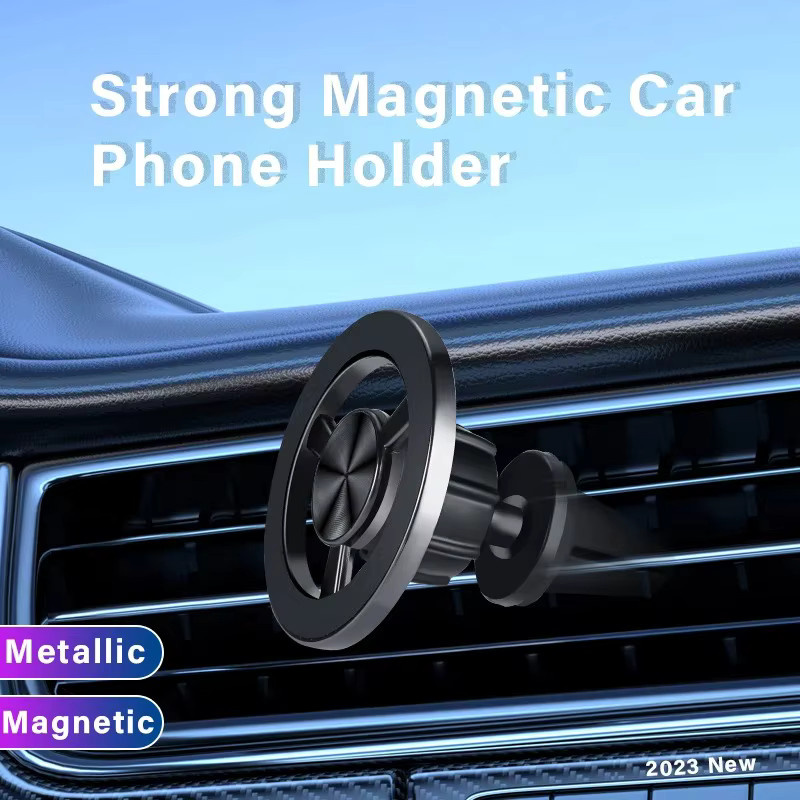 WSSHE Magnetischer Handyhalter für MagSafe kompatibel mit iPhone 14, 13, 12 in Schwarz mit Auto-Entlüftungsclip - Bild 2