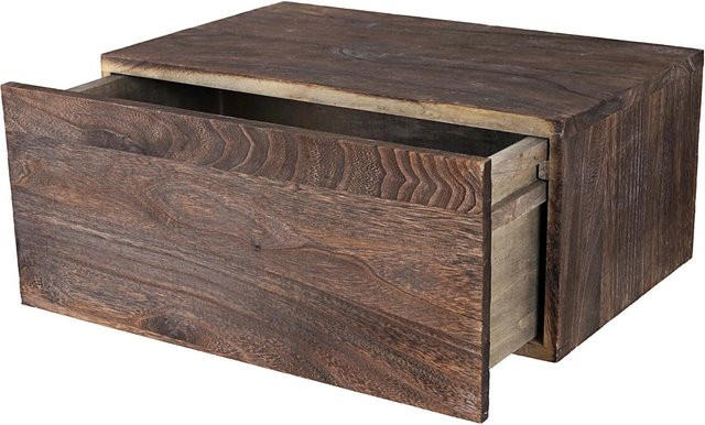 BERLINLODGE Wandregal aus Paulowniaholz im Shabby-Look Vintage Braun, H x B x T: 21 x 46 x 30 cm - Bild 1