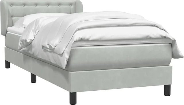 vidaXL Boxspringbett mit Matratze in Hellgrau aus Samt, B/T/H: 80 x 210 x 78 cm - Bild 1