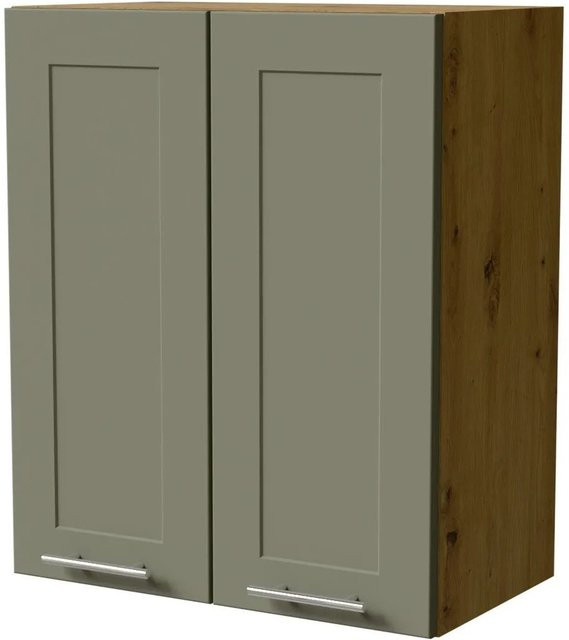 Feldmann-Wohnen Hängeschrank Oslo W3 Küchenschrank in Eiche Artisan und Reed Green Matt, B/T/H: 60 x 32,5 x 72 cm - Bild 1