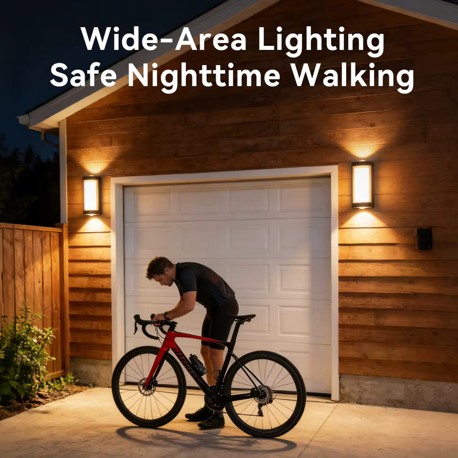 LANGYUE LED Wandleuchte Up-Down in Schwarz, IP65 wasserdicht, 12 W, warmweißes Licht, moderne rechteckige Außenleuchte für Garten und Hof - Bild 2