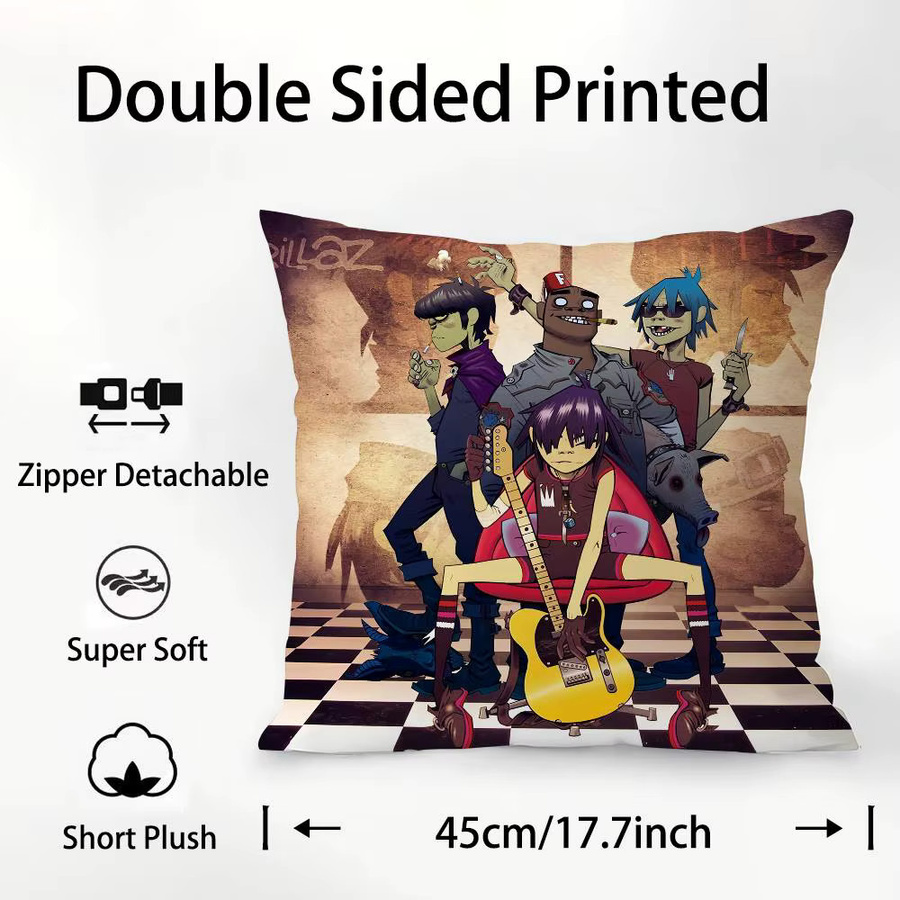 Gorillaz Band Kissenbezug quadratisch doppelseitig bedruckt zur Dekoration - Bild 5