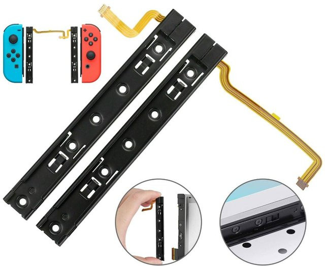 Ersatzschiene Slider Set für Nintendo Switch Joy-Con Links und Rechts mit Flexkabel in Schwarz - Bild 1