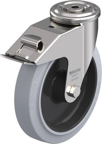Blickle Lenkrolle LEXR-POEV 200XR-FI-SG mit Feststeller in Schwarz und Grau aus Edelstahl und Kunststoff mit einem Rad-Durchmesser von 200 mm und einer Tragfähigkeit von 300 kg - Bild 1