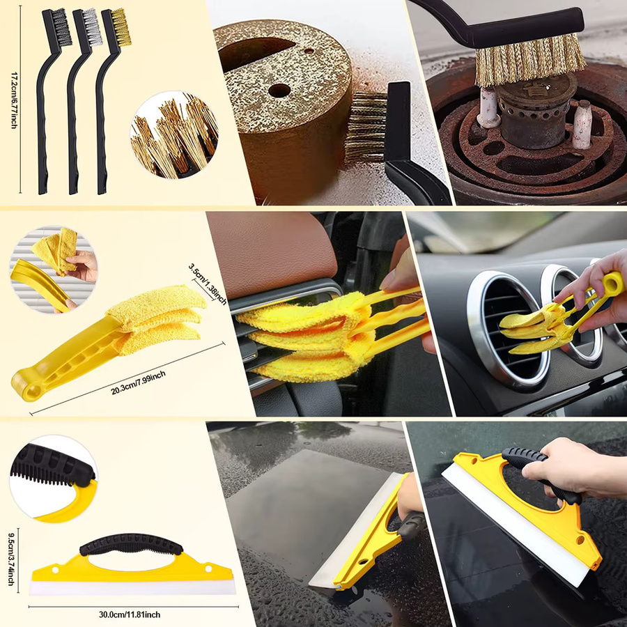Podofo 20-teiliges Auto-Reinigungsset mit Mehrzweck-Bohrbürsten und Waschhandschuh in Multicolour - Bild 3
