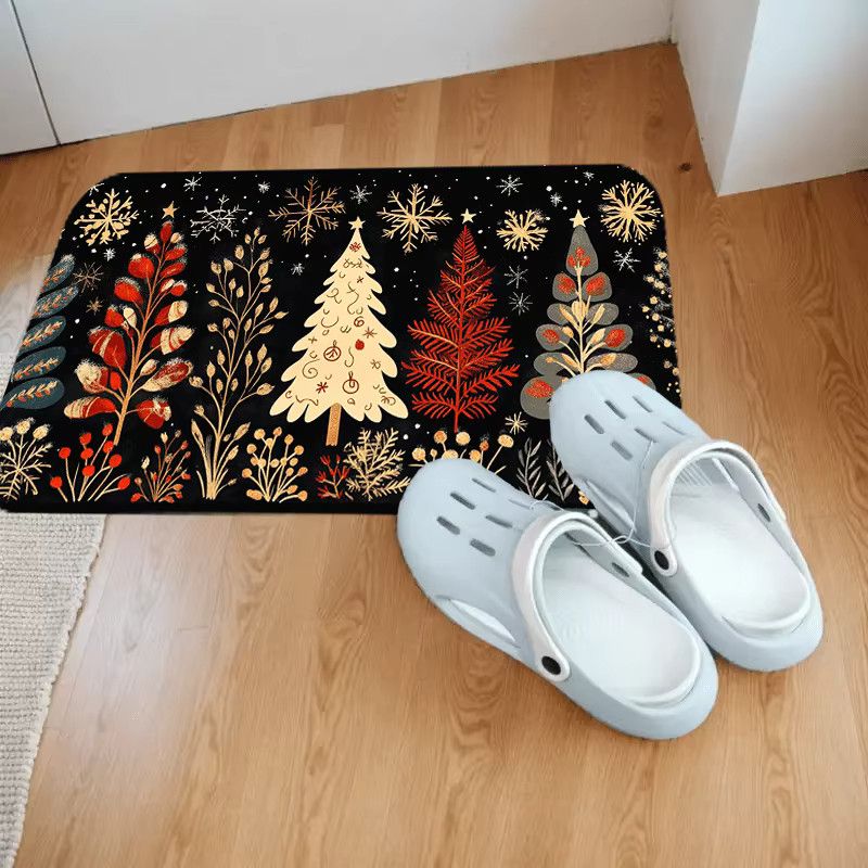 VIKAMA Weihnachtsteppich mit Weihnachtsbaum-Design, saugfähige Bodenmatte in Multicolor für Wohnzimmer, Küche oder Sofa - Bild 5