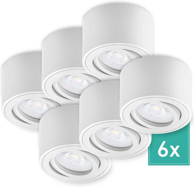 Oktaplex Lighting 6er Set Aluminium Strahler Spot Lile S Schwenkbar in Weiß mit LED-Modulen Warmweiß 2700K - Bild 1
