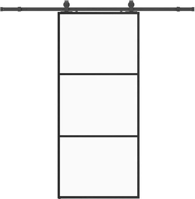 vidaXL Schiebetür aus ESG-Glas in Schwarz mit Beschlag, modern, B: 90 cm, H: 205 cm - Bild 1