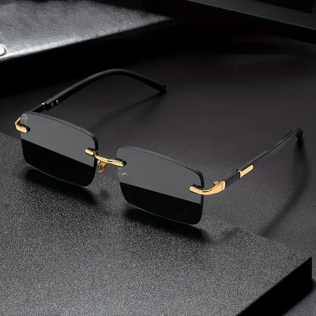 Oculos Sonnenbrille, randlos, rechteckig, Metall, Unisex, schwarz - Bild 1