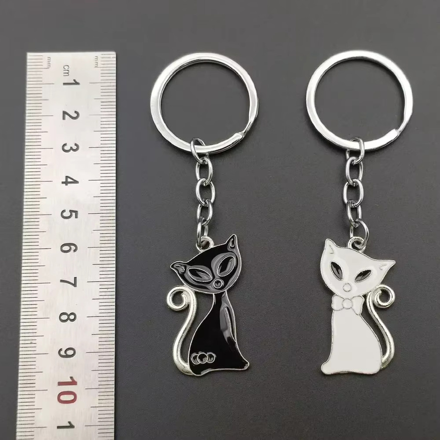 Amagi Schlüsselanhänger Katzen-Paar, Schwarz-Weiß, Unisex - Bild 3