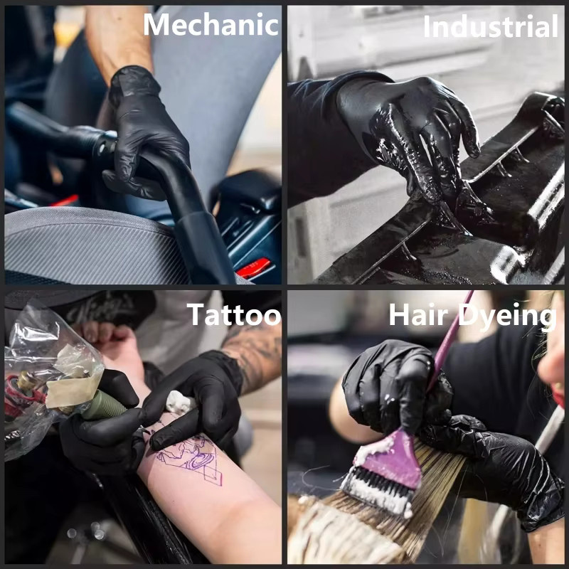 YUMARCH Nitril-Einweghandschuhe in Schwarz, 4Mil Strukturhandschuhe für Industrie, Reinigung und Tätowierung - Bild 5