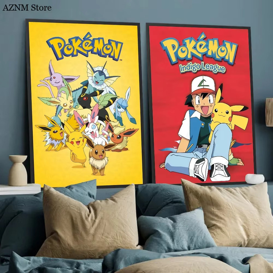 Potdemiel Pokemon Japanisches Anime Poster, wasserfester Papieraufkleber in Weiß und Multicolour, ästhetische Wandillustration für Kaffeehaus und Bar - Bild 3