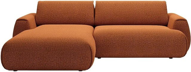 Vente-unique Schlafsofa Monelia in Terracotta mit L-Form und Schlaffunktion, Breite: 270 cm - Bild 1