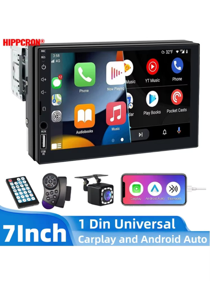 HIPPCRON 7-Zoll Auto HD-Bildschirm mit Carplay und Android Auto, MP5 Radio mit Bluetooth in Schwarz - Bild 7