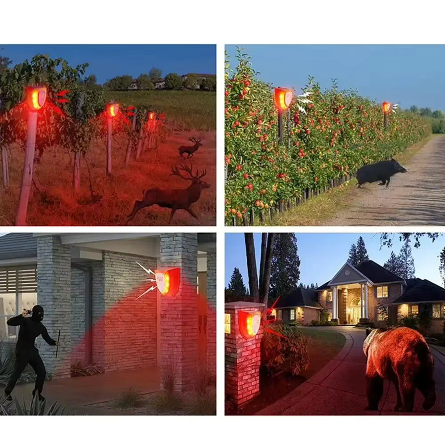 NOCCLILI Solarbetriebener Tiervertreiber für den Außenbereich mit Sicherheitsalarm und Bewegungssensor, 3 Modi, Farbe: Rot - Bild 5
