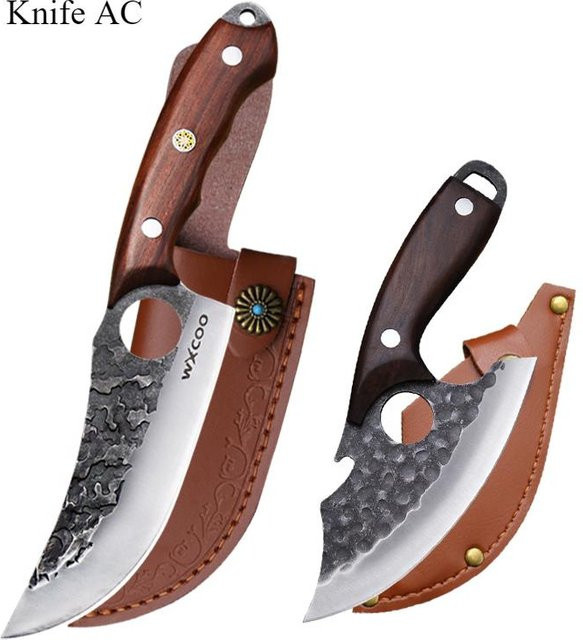 IKKNIFE Handgeschmiedetes Fleischerbeil aus Edelstahl in Silber mit Messerteilungsmesser-Kombination - Bild 1