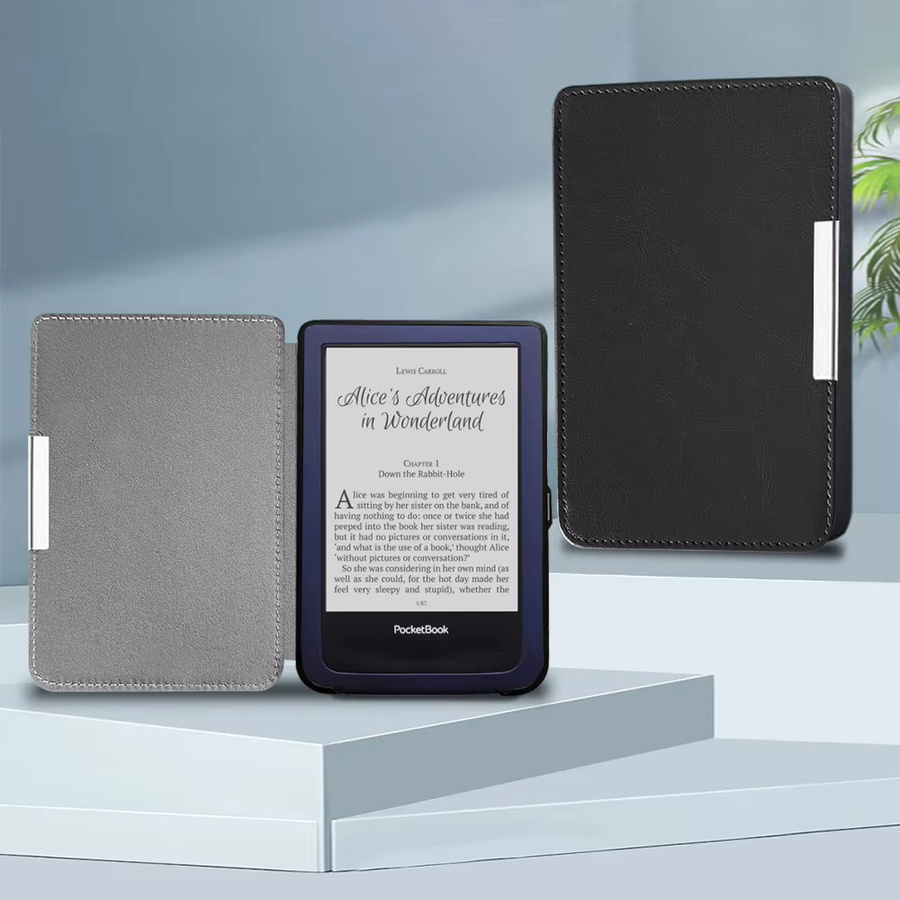PU-Leder Flip Folio Smart Cover Standhülle für PocketBook Aqua PB640 und Aqua2 PB641 6 Zoll E-Reader in Schwarz - Bild 4