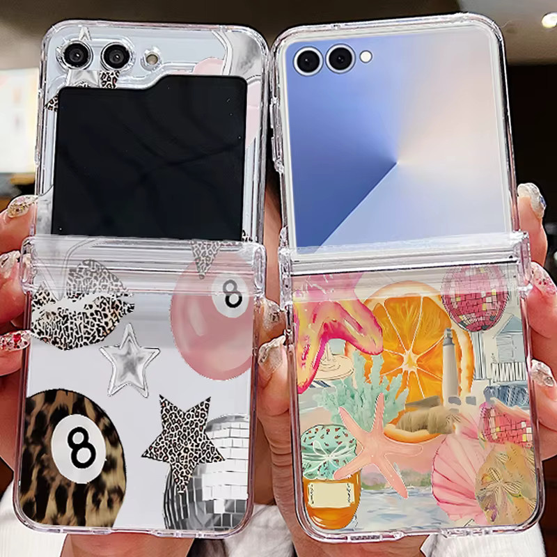 MOESOE Schutzhülle mit Bowknot-Kirschmuster für Samsung Galaxy Z Flip 7, Z Flip 6 und Z Flip 5, transparent - Bild 1