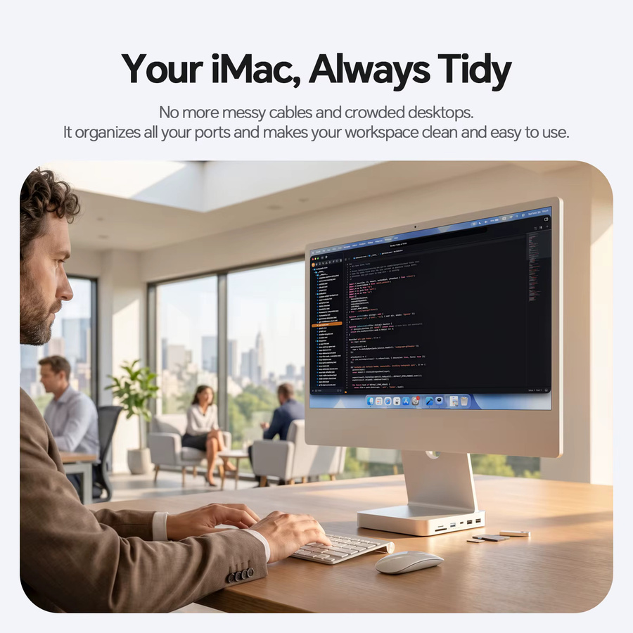 PULWTOP USB C Hub Dockingstation für iMac M1 M3 M4 mit USB C 10 Gbit/s USB A und SD/TF Slot zur Erweiterung mit M.2 SSD in Blau - Bild 2
