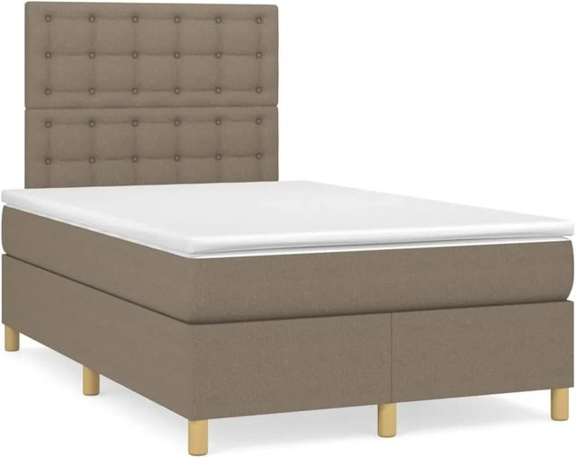 vidaXL Boxspringbett Hybrid mit Matratze und Taschenfederkern in Taupe, B/T: 120 x 200 cm - Bild 1