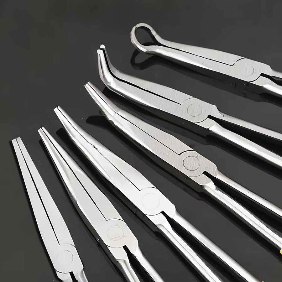NIUXIANG Langschnabelzange Set mit geraden, abgewinkelten und gebogenen Spitzen für Mechaniker - Bild 3