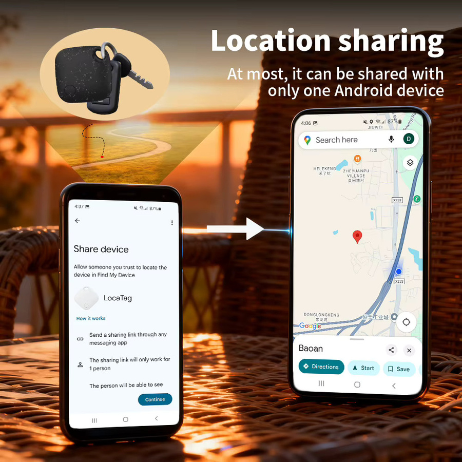 Smart Tag Standort-Tracker für Android und Google Find My Device, Schlüsselfinder mit GPS-Positionierung, Farbe: Schwarz - Bild 5