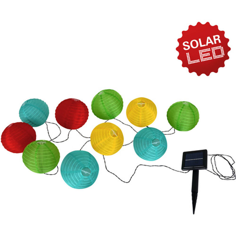 Näve Solar-Lichterkette mit bunten Textil-Papierballons, 10er-Set, Durchmesser: 15 cm, Länge: 300 cm - Bild 3