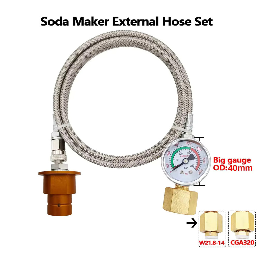 Soda-Schlauch-Set von zimakyfa mit CO2-Adapter, Schnellanschluss und Kugelhahn zur Durchflussregelung, 60 Zoll Hochdruck-Edelstahlschlauch - Bild 2