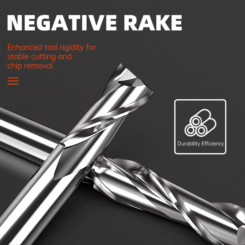 HUHAO HRC65 Hartmetall Schaftfräser für Aluminium, 2 Flöten Spiralfräser für CNC, Farbe: Silber - Bild 3