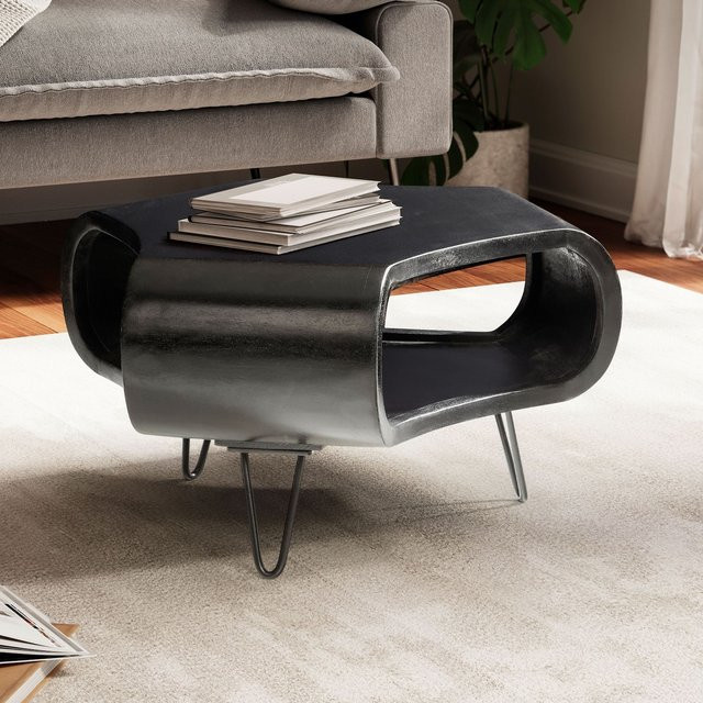 Moderner Couchtisch FineBuy aus Massivholz in ovaler Form, B: 60 cm, T: 35 cm, H: 60 cm - Bild 1