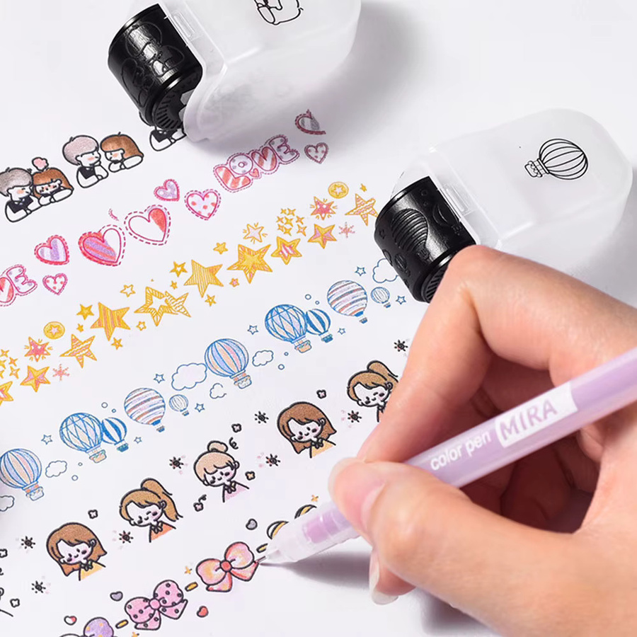 Rolling Ink Pad Stempelroller für Kinder zum Malen und Zeichnen, Bunt, Kunststoff - Bild 1