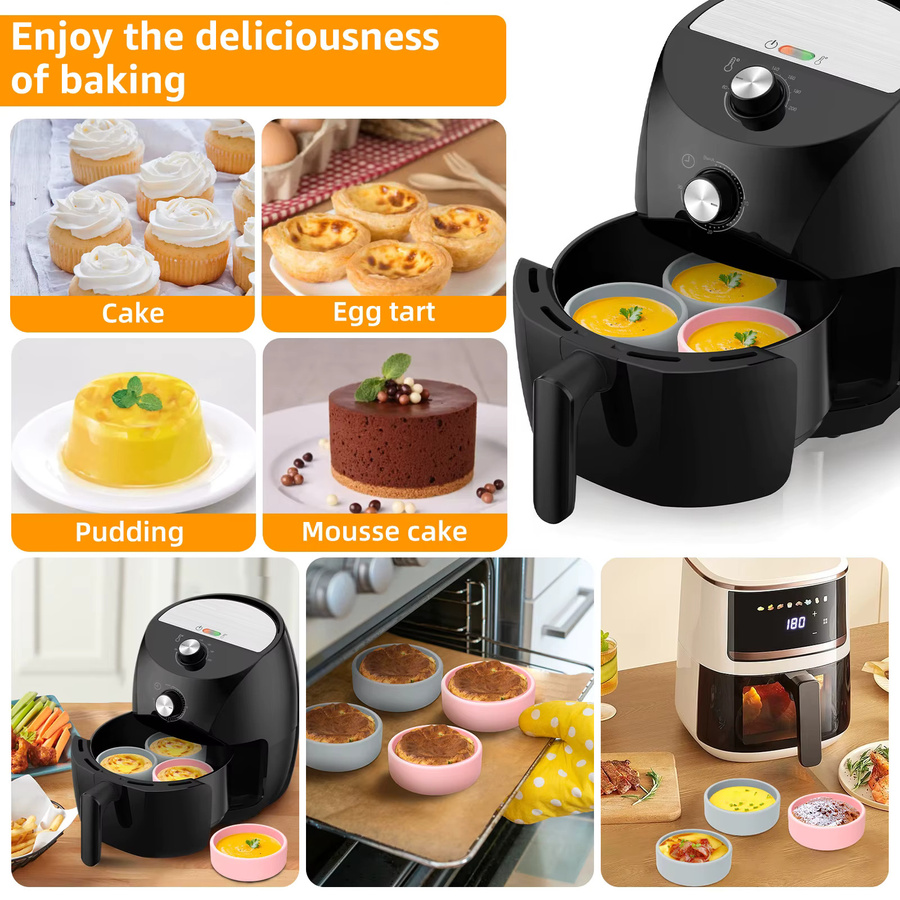 Silikon Muffin-Form Set für gedämpfte Eier und Kuchen in Grau - Bild 4