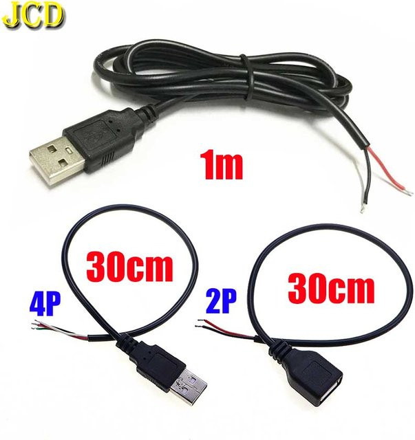 JCD USB Verlängerungskabel 2 Pin 4 Core mit USB 2.0 A Stecker und Buchse in Schwarz - Bild 1