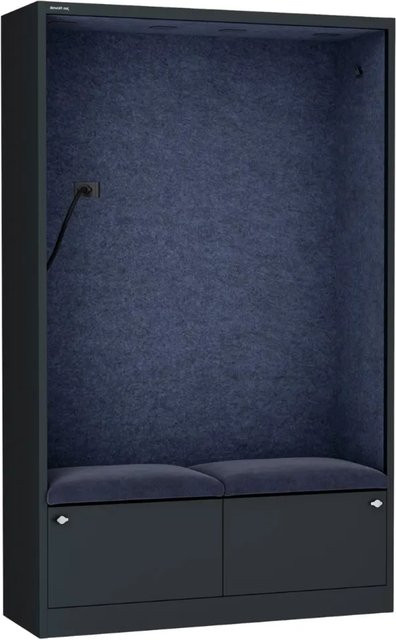 JAN NOWAK Akustikkabine SALLY Telefonkabine mit Schalldämmung, Anthrazit-Blau, H x B x T: 185 x 115 x 40 cm - Bild 1