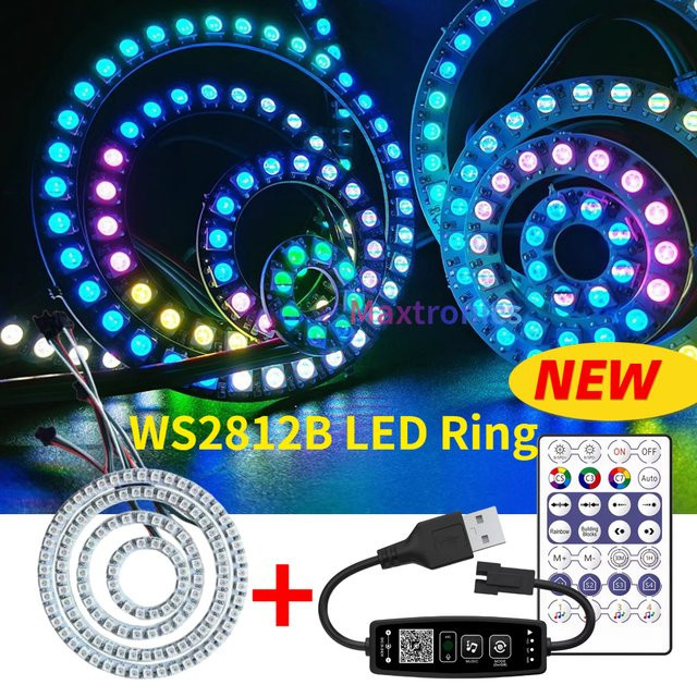 SAGE LU MEI WS2812B RGBIC LED Ring Kit mit 28-Key Bluetooth Musik Controller in Schwarz und Multicolour - Bild 1