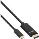 InLine USB-C auf HDMI Display Kabel in Schwarz, 2m, unterstützt 4K2K und DP Alt Mode - Bild 1