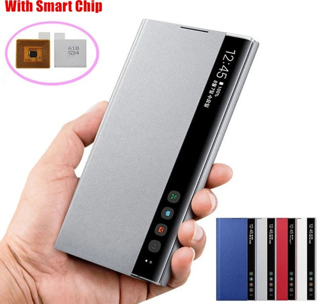 Smart Sleep Awake Flip Case für Samsung Galaxy Note 10 Plus und Note 10+ mit Window View und Smart Chip in Rot - Bild 1