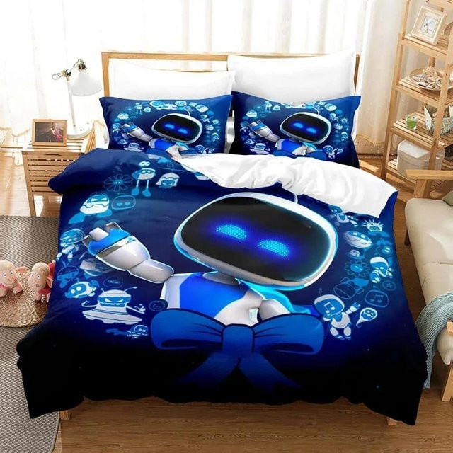 Astro Bot Bettwäsche Set Binchi Outdoor Product, 3-teiliges Microfaser-Set mit Motiv-Druck in Blau, B/H: 135 x 200 cm - Bild 1