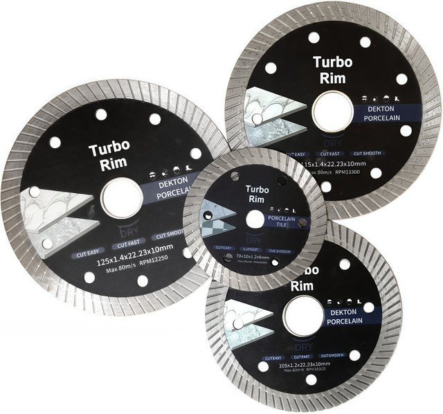 RSMXYO Turbo-Diamant-Trennscheibe für Granit und Marmor, silberfarben, Durchmesser: 75 mm, 105 mm, 115 mm oder 125 mm, Bohrung: 22,23 mm - Bild 1