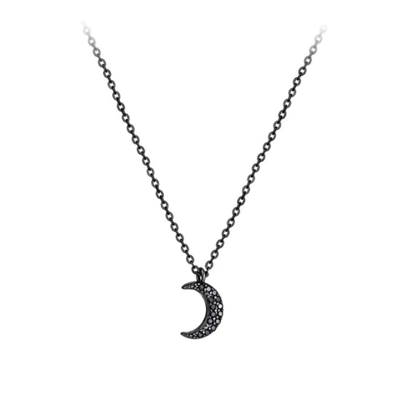 Schwarzer Mond-Anhänger 925 Silber, Kristall - Bild 5