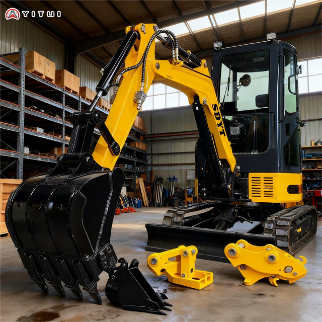 YITUI Mini-Bagger Diesel-Raupenbagger 1,2 Tonnen in Gelb mit CE und EPA Euro 5 Zertifizierung - Bild 1