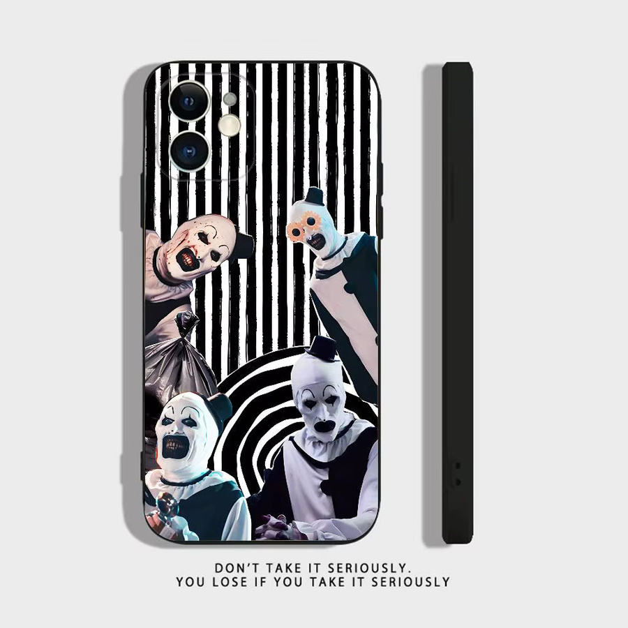 Stoßfeste Silikon Handyhülle Art the Clown Horror Terrifier für iPhone 17 16 15 14 13 12 11 Pro Max XR Plus Mini in Schwarz - Bild 2