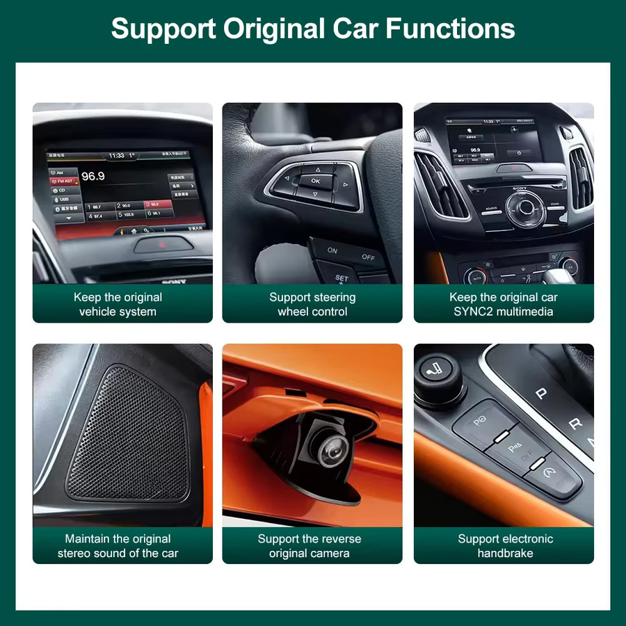 AUTOABC Kabelloses CarPlay und Android Auto Interface für Ford Sync 2 Systeme in Schwarz - Bild 4