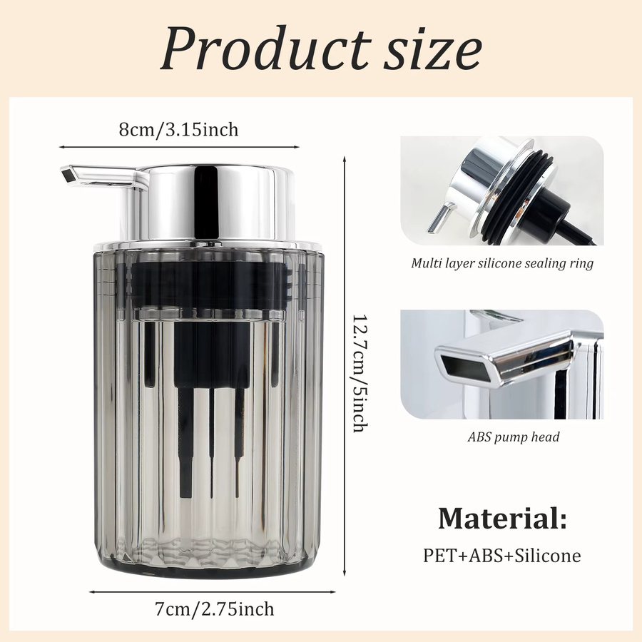 Willstar Nachfüllbare Schaumpumpenflasche in Silber für Seifenspender, Shampoo und Duschgel, 350 ml - Bild 3