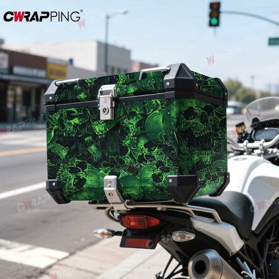 Wasserdichte Vinyl Folie mit Schädel-Textur für Auto und Motorrad in Grün - Bild 3