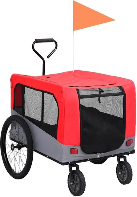 vidaXL 2-in-1 Fahrradanhänger und Buggy in Rot und Grau - Bild 1
