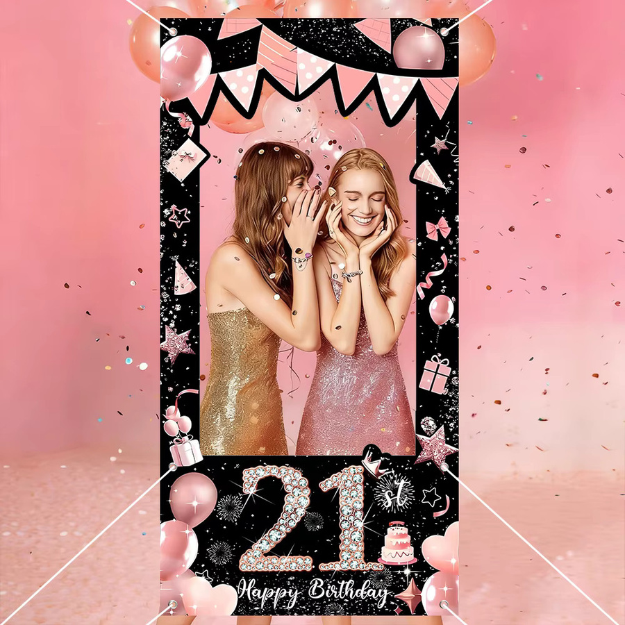 AFYPRTY Fotobox-Rahmen mit Diamant-Zahlen-Design in Multicolour aus Polyestergewebe für deine Geburtstagsfeier - Bild 5