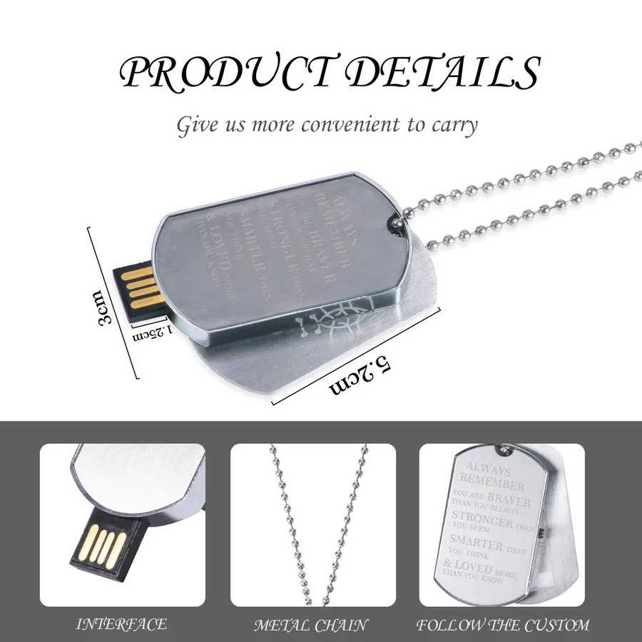 JASTER Metall-Soldat-Halskette USB-Flash-Laufwerk in Silber - Bild 3